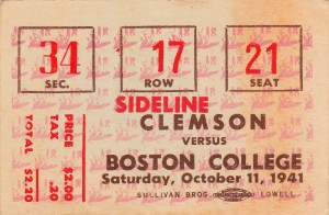 1941 Boston College vs. Clemson Football Ticket Art